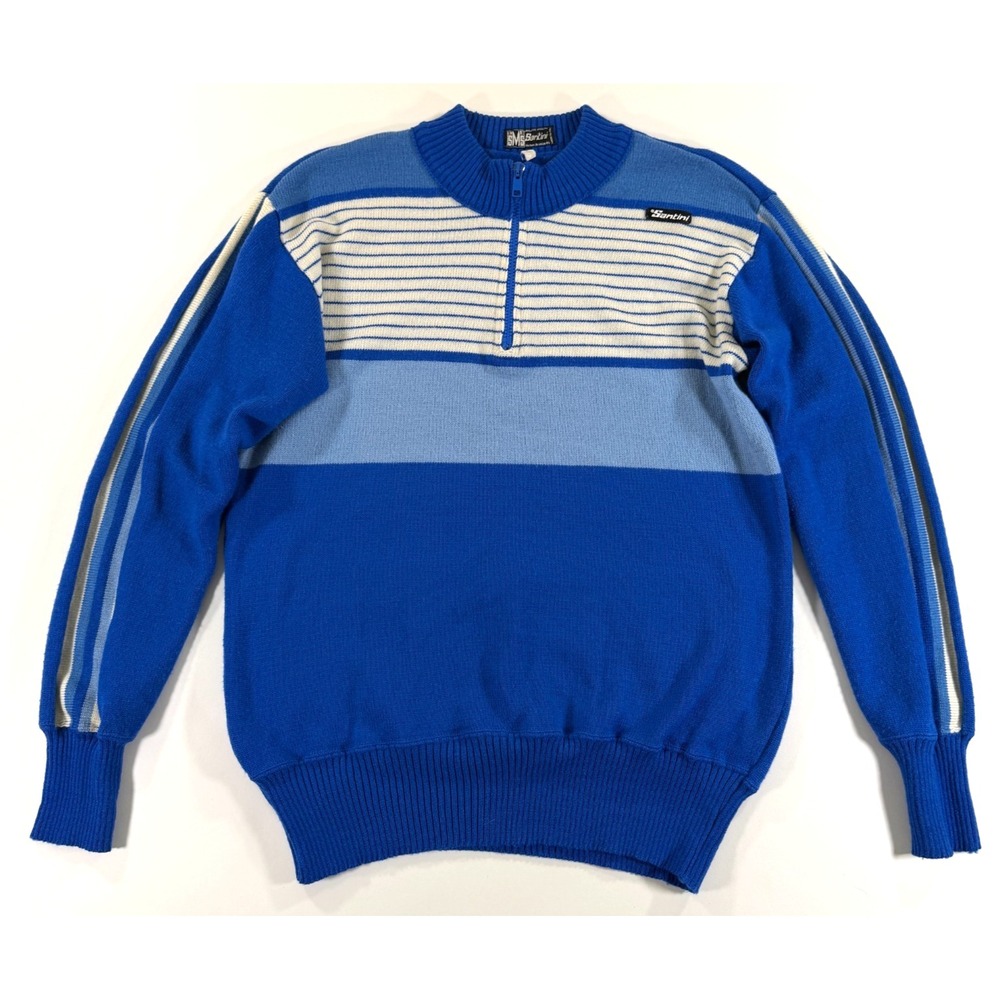 Vintage Santini Sweater Mens M Blue SMS Maglificio Sportivo‎ Italian Cycling Zip